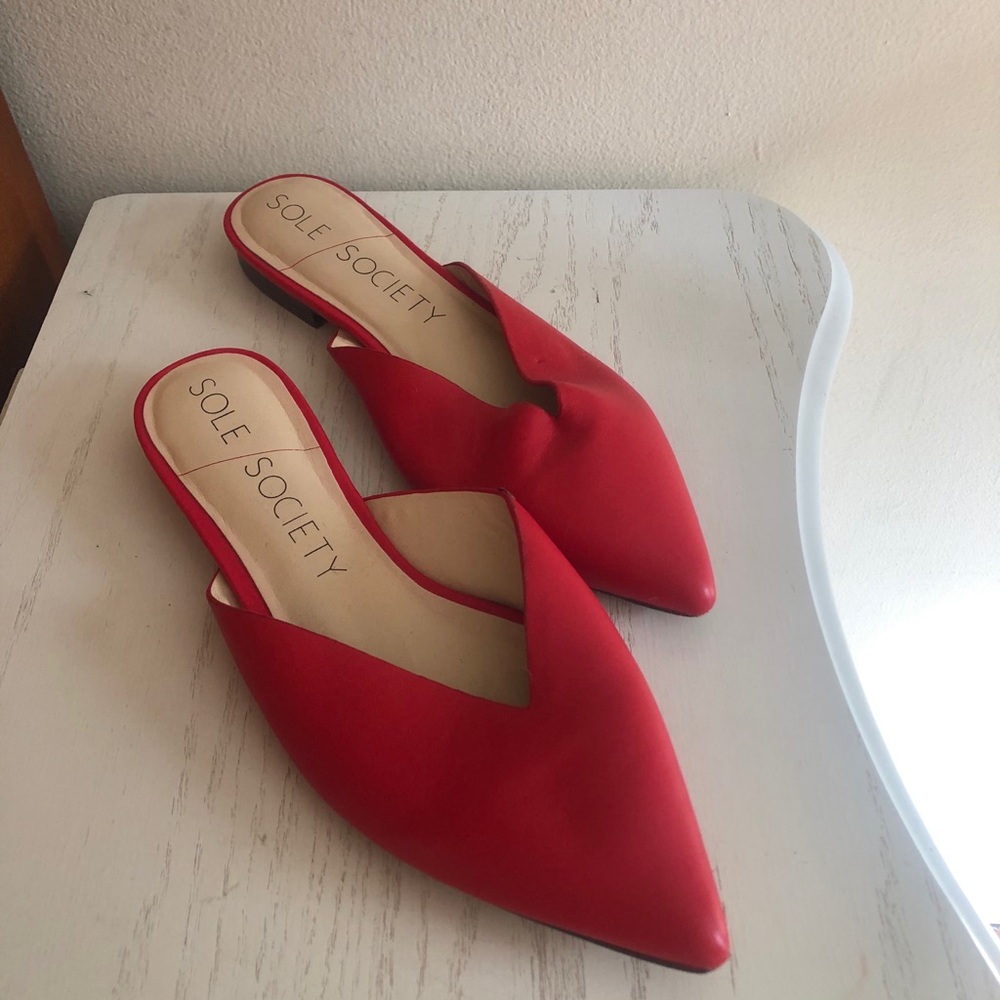 Sole Society Rosemond Red Leather Pointed Toe Mule